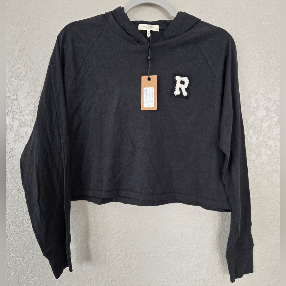 rag & bone Principal Cropped Hoodie Organic Cotton S